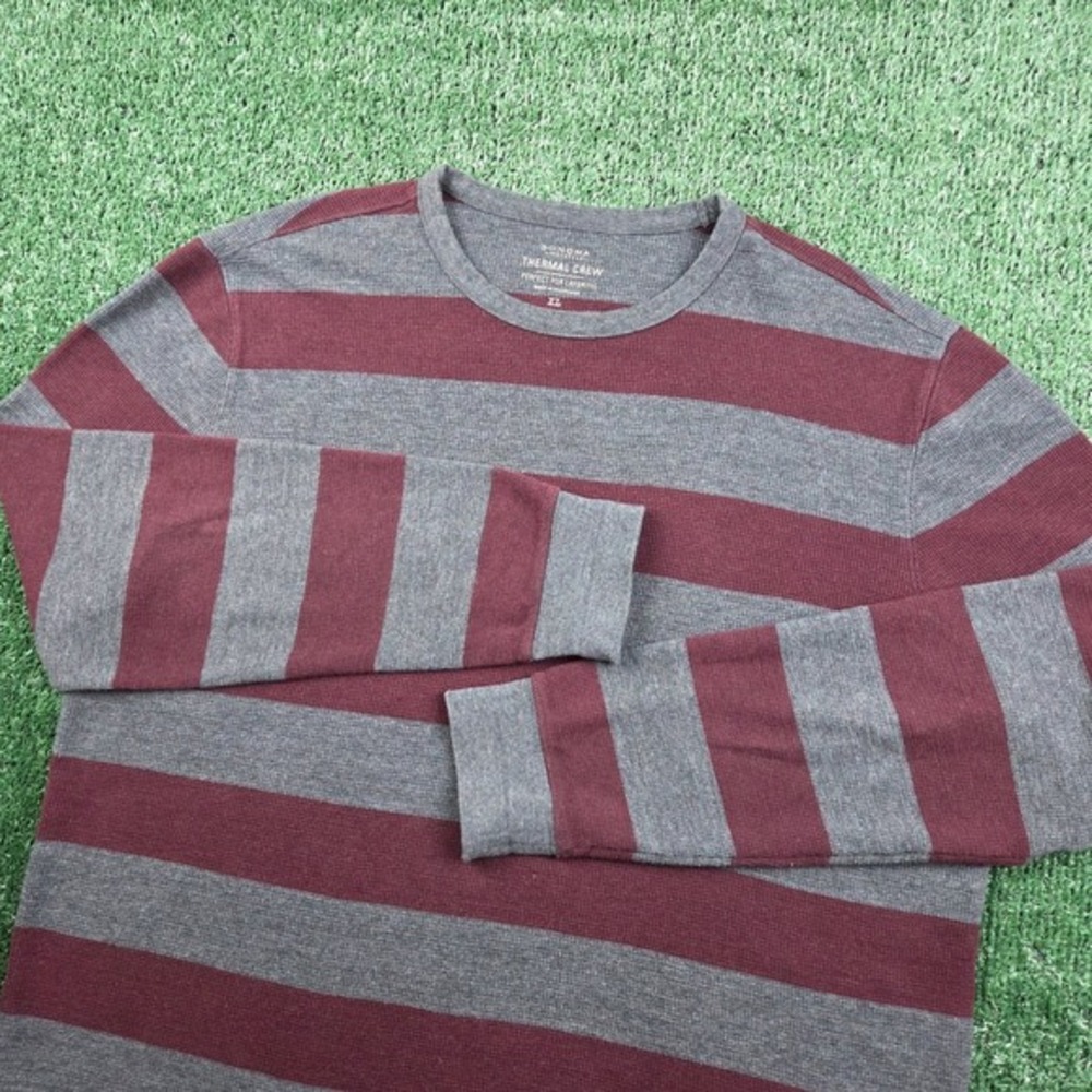 Sonoma Goods for Life Mens XL‎ Thermal Crew Neck Striped Waffle Knit Long Sleeve
